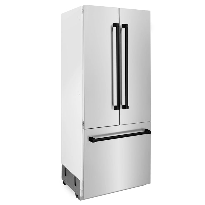ZLINE 36" Autograph Edition 19.6 cu. ft. Built-in 2-Door Bottom Freezer Refrigerator with Internal Water and Ice Dispenser in Stainless Steel with Matte Black Accents RBIVZ-304-36-MB - Farmhouse Kitchen and Bath