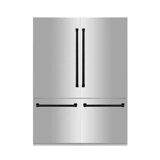 ZLINE 60" Autograph Edition 32.2 cu. ft. Built-in 4-Door French Door Refrigerator with Internal Water and Ice Dispenser in Stainless Steel with Matte Black Accents RBIVZ-304-60-MB - Farmhouse Kitchen and Bath