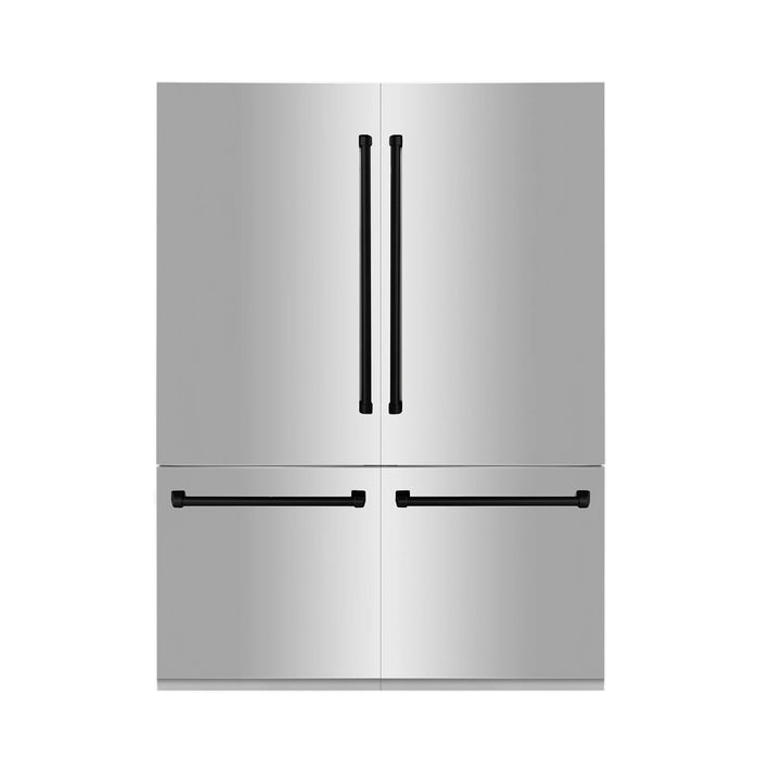ZLINE 60" Autograph Edition 32.2 cu. ft. Built-in 4-Door French Door Refrigerator with Internal Water and Ice Dispenser in Stainless Steel with Matte Black Accents RBIVZ-304-60-MB - Farmhouse Kitchen and Bath