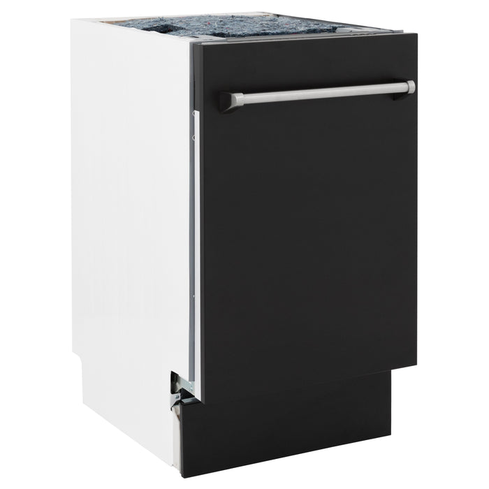 ZLINE 18" Dishwasher in Black matt panel, Stainless Tub, DWV-BLM-18 - Farmhouse Kitchen and Bath