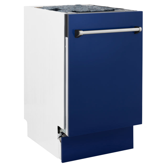 ZLINE 18" Dishwasher in Blue gloss panel, Stainless Tub, DWV-BG-18 - Farmhouse Kitchen and Bath