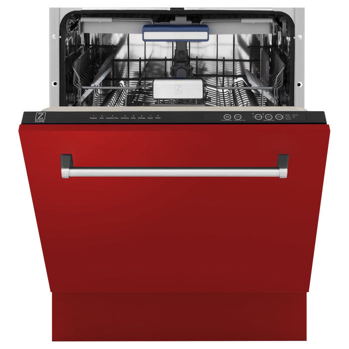 ZLINE 24" Dishwasher in Red Matt panel, Stainless Tub, DWV-RM-24 - Farmhouse Kitchen and Bath