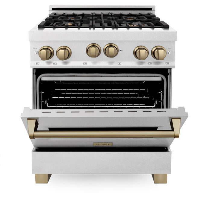 ZLINE 30" Autograph Gas Range, DuraSnow Stainless, RGSZ-SN-30-CB - Farmhouse Kitchen and Bath