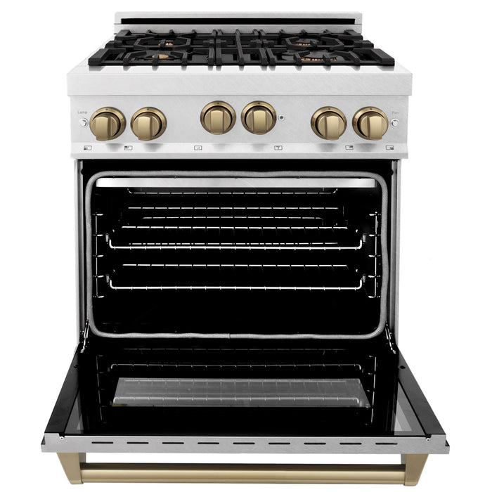 ZLINE 30" Autograph Gas Range, DuraSnow Stainless, RGSZ-SN-30-CB - Farmhouse Kitchen and Bath