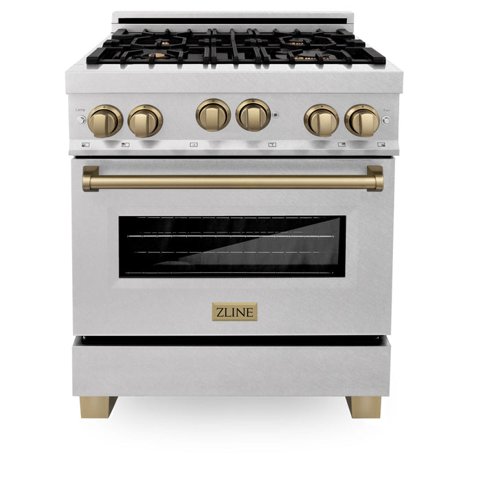 ZLINE 30" Autograph Gas Range, DuraSnow Stainless, RGSZ-SN-30-CB - Farmhouse Kitchen and Bath