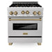 ZLINE 30" Autograph Gas Range, DuraSnow Stainless, RGSZ-SN-30-CB - Farmhouse Kitchen and Bath