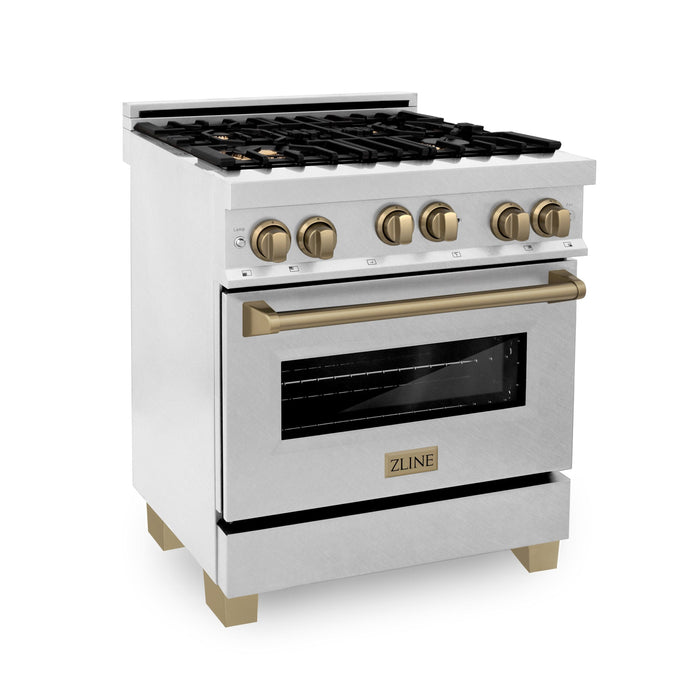 ZLINE 30" Autograph Gas Range, DuraSnow Stainless, RGSZ-SN-30-CB - Farmhouse Kitchen and Bath