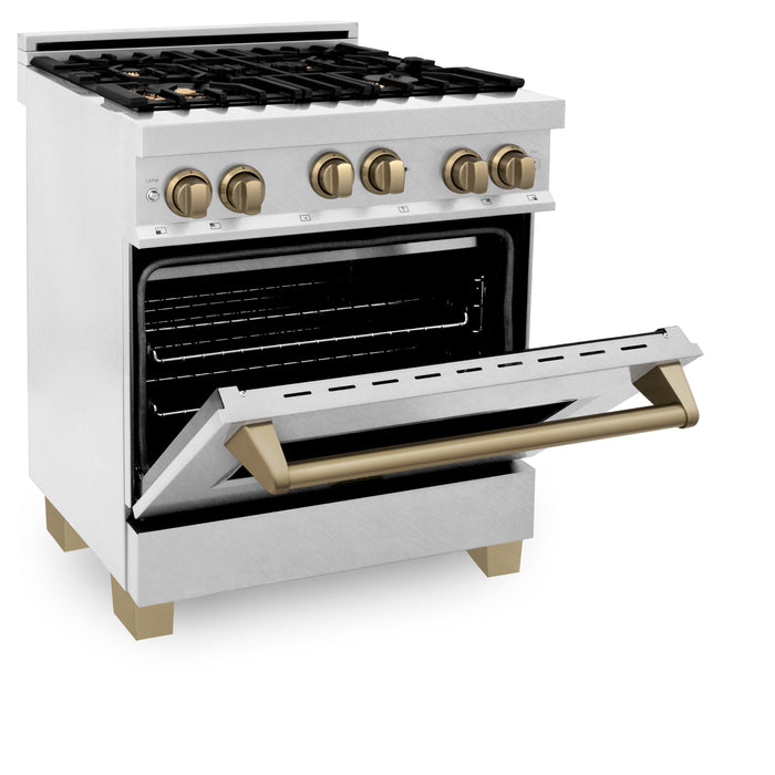 ZLINE 30" Autograph Gas Range, DuraSnow Stainless, RGSZ-SN-30-CB - Farmhouse Kitchen and Bath