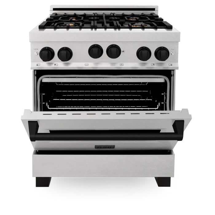 ZLINE 30" Autograph Gas Range Gas, DuraSnow, RGSZ-SN-30-MB - Farmhouse Kitchen and Bath