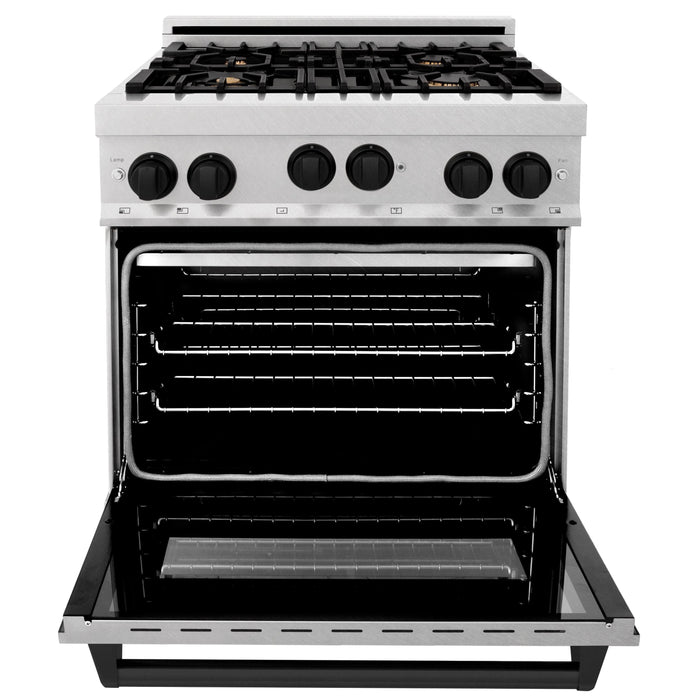 ZLINE 30" Autograph Gas Range Gas, DuraSnow, RGSZ-SN-30-MB - Farmhouse Kitchen and Bath