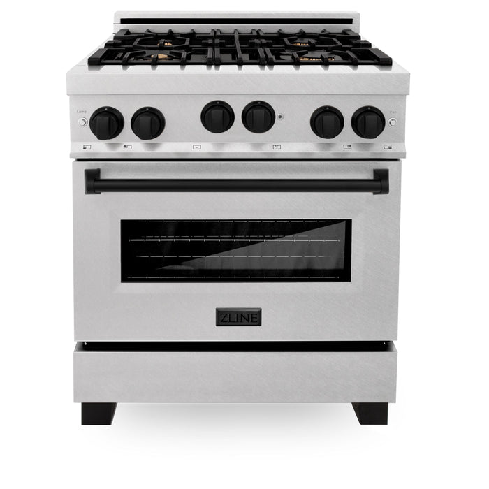 ZLINE 30" Autograph Gas Range Gas, DuraSnow, RGSZ-SN-30-MB - Farmhouse Kitchen and Bath