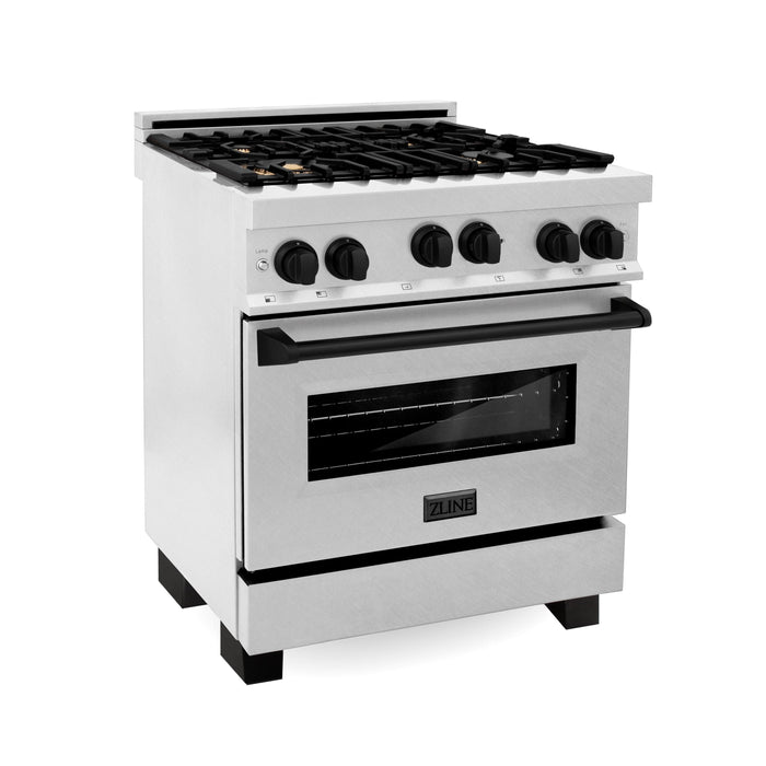ZLINE 30" Autograph Gas Range Gas, DuraSnow, RGSZ-SN-30-MB - Farmhouse Kitchen and Bath