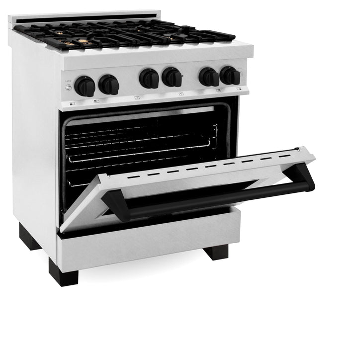 ZLINE 30" Autograph Gas Range Gas, DuraSnow, RGSZ-SN-30-MB - Farmhouse Kitchen and Bath