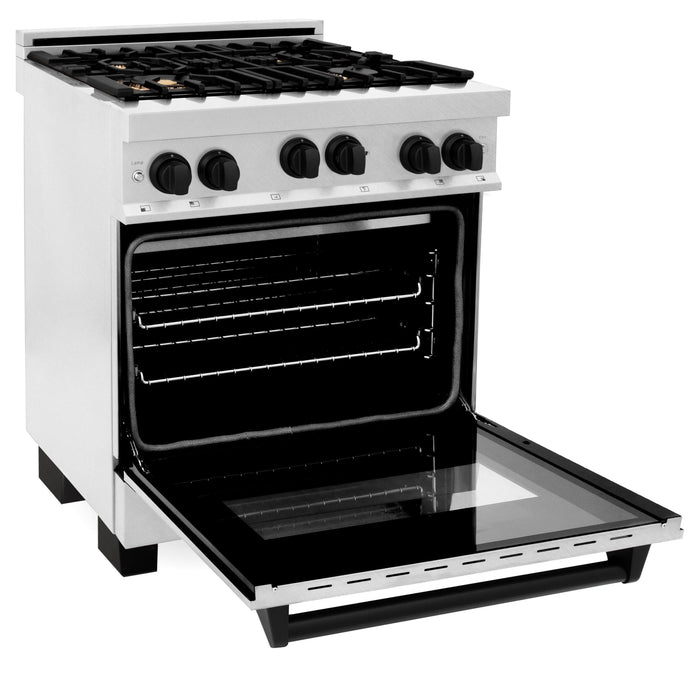 ZLINE 30" Autograph Gas Range Gas, DuraSnow, RGSZ-SN-30-MB - Farmhouse Kitchen and Bath