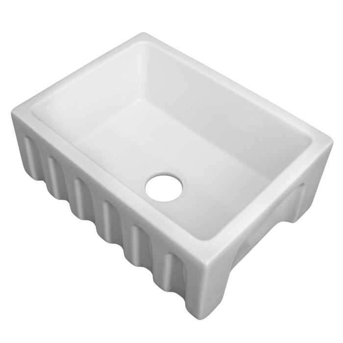 ZLINE 24" Farmhouse Reversible Fireclay Sink, White Gloss, FRC5120-WH-24 - Farmhouse Kitchen and Bath