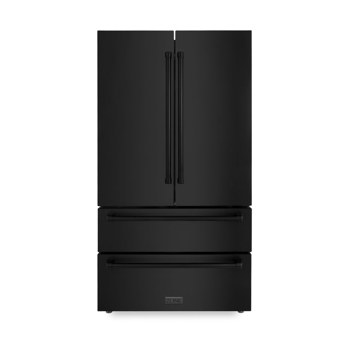 ZLINE 36" French Door Refrigerator,Ice Maker,Black Stainless,RFM-36-BS - Farmhouse Kitchen and Bath