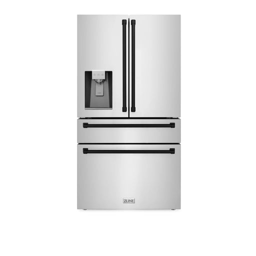 ZLINE 36" Autograph Edition 21.6 cu. ft Freestanding French Door Refrigerator with Ice Maker in Fingerprint Resistant Stainless Steel RFMZ-W-36-MB - Farmhouse Kitchen and Bath