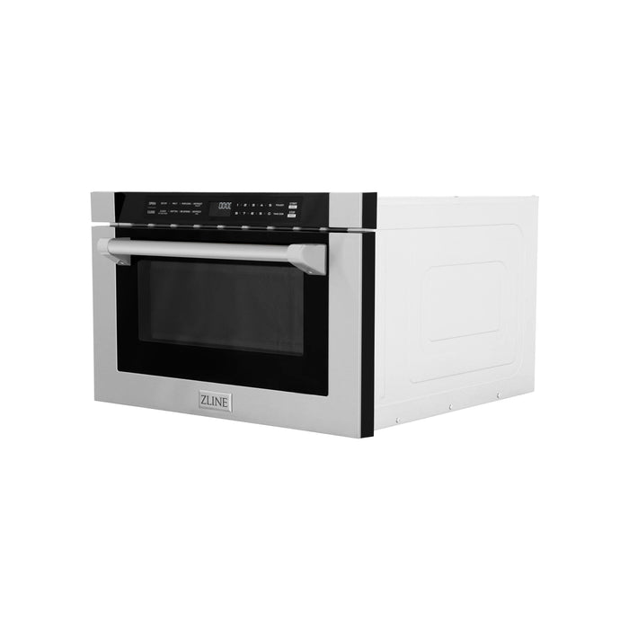 ZLINE 24" 1.2 cu. ft. Built-in Microwave Drawer with a Traditional Handle in Stainless Steel MWD-1-H - Farmhouse Kitchen and Bath