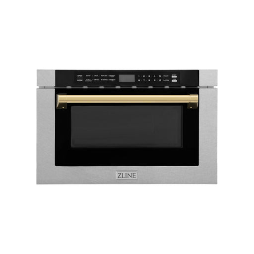 ZLine Autograph Edition Microwave Drawer with Traditional Handle in DuraSnow and Gold MWDZ-1-SS-H-G - Farmhouse Kitchen and Bath