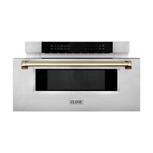 ZLINE Autograph Edition 30" 1.2 cu. ft. Built-In Microwave Drawer in Stainless Steel with Champagne Bronze Accents MWDZ-30-CB - Farmhouse Kitchen and Bath