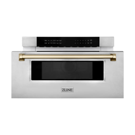 ZLINE Autograph Edition 30".Built-In Microwave Drawer in Stainless Steel with Accents MWDZ-30-G - Farmhouse Kitchen and Bath