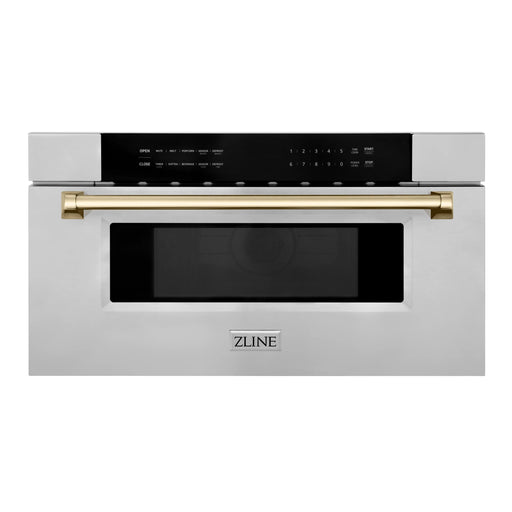 ZLINE Autograph Edition 30".Built-In Microwave Drawer in Stainless Steel with Accents MWDZ-30-G - Farmhouse Kitchen and Bath