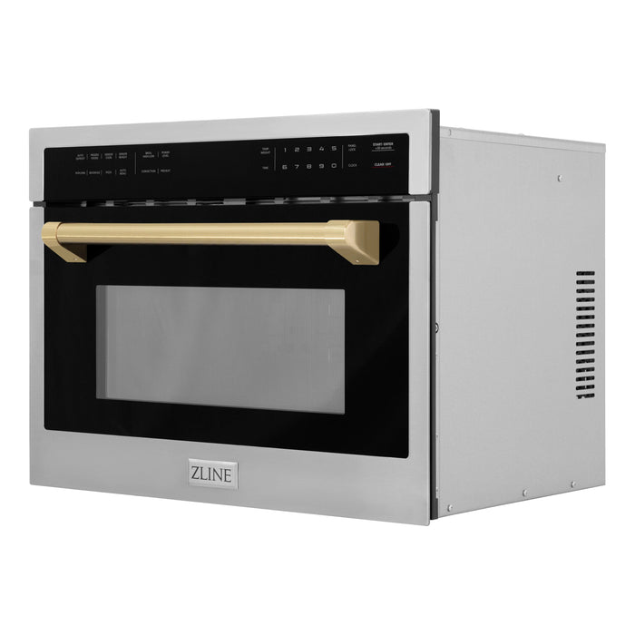 ZLINE Autograph Edition 24" 1.6 cu ft. Built-in Convection Microwave Oven in Stainless Steel and Champagne Bronze Accents MWOZ-24-CB - Farmhouse Kitchen and Bath