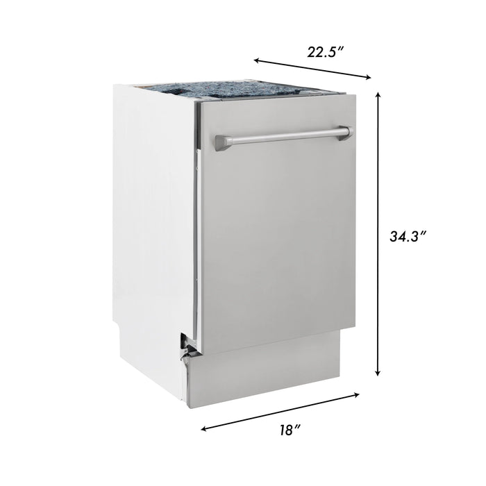 ZLINE 18" Tallac Series 3rd Rack Top Control Dishwasher in Custom Panel Ready with Stainless Steel Tub, DWV-UF-18 - Farmhouse Kitchen and Bath