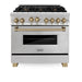 ZLINE 36" Autograph Edition Gas Range, Gas Oven DuraSnow, RGSZ-SN-36-CB - Farmhouse Kitchen and Bath