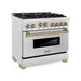 ZLINE 36" Autograph Edition Gas Range, Gas Oven DuraSnow, RGSZ-SN-36-CB - Farmhouse Kitchen and Bath