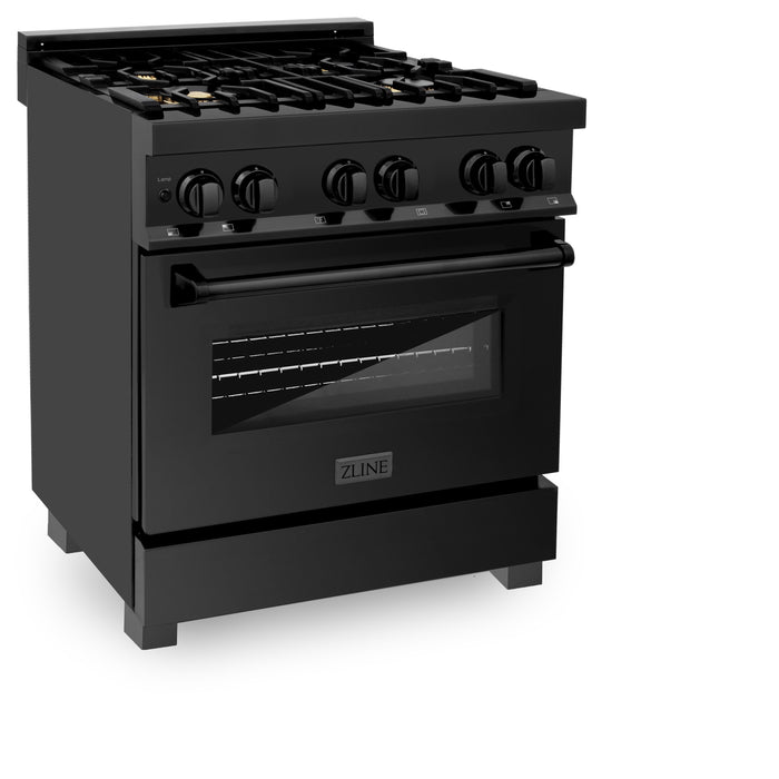 ZLINE 30" Black Stainless, Gas/Electric Oven, Brass Burners, RAB-BR-30 - Farmhouse Kitchen and Bath