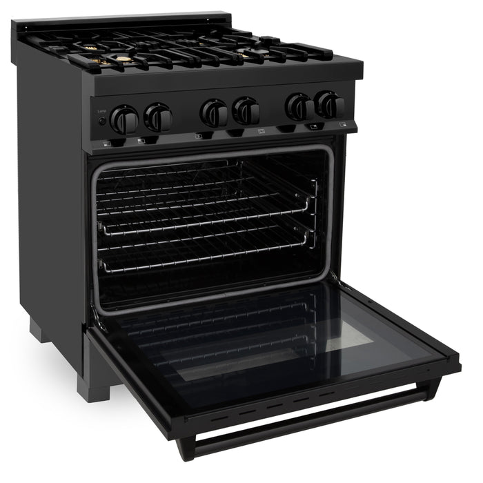 ZLINE 30" Black Stainless, Gas/Electric Oven, Brass Burners, RAB-BR-30 - Farmhouse Kitchen and Bath