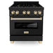 ZLINE 30" Autograph Gas Range, Black Stainless, Gold Accents, RGBZ-30-G - Farmhouse Kitchen and Bath