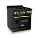 ZLINE 30" Autograph Gas Range, Black Stainless, Gold Accents, RGBZ-30-G - Farmhouse Kitchen and Bath