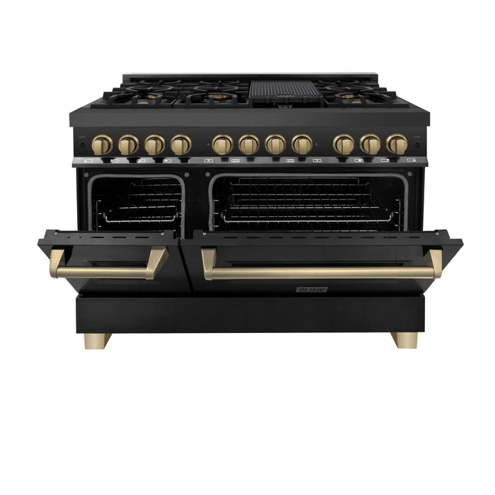ZLINE 48" Autograph Addition Gas Range, Black stainless, RGBZ-48-CB - Farmhouse Kitchen and Bath