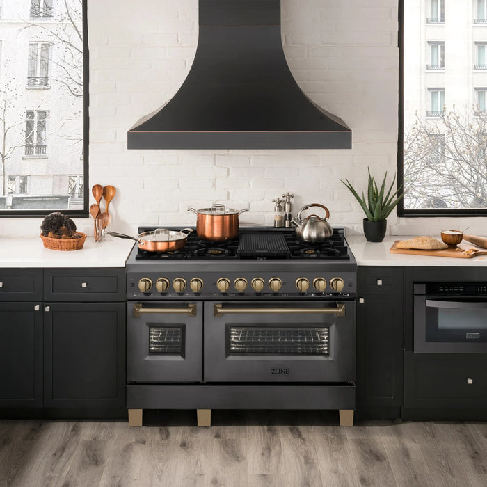ZLINE 48" Autograph Addition Gas Range, Black stainless, RGBZ-48-CB - Farmhouse Kitchen and Bath
