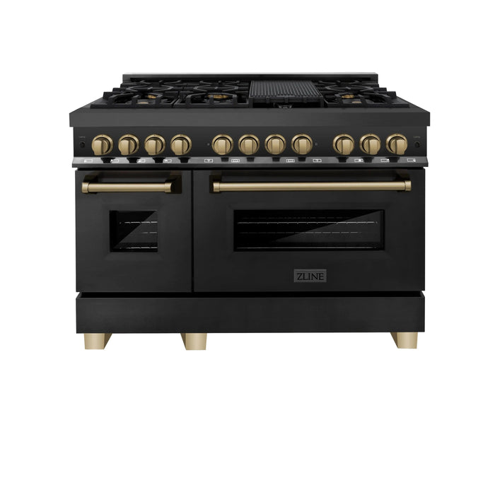 ZLINE 48" Autograph Addition Gas Range, Black stainless, RGBZ-48-CB - Farmhouse Kitchen and Bath