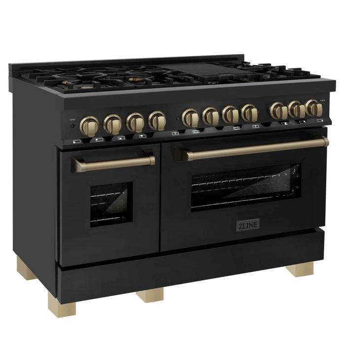 ZLINE 48" Autograph Addition Gas Range, Black stainless, RGBZ-48-CB - Farmhouse Kitchen and Bath