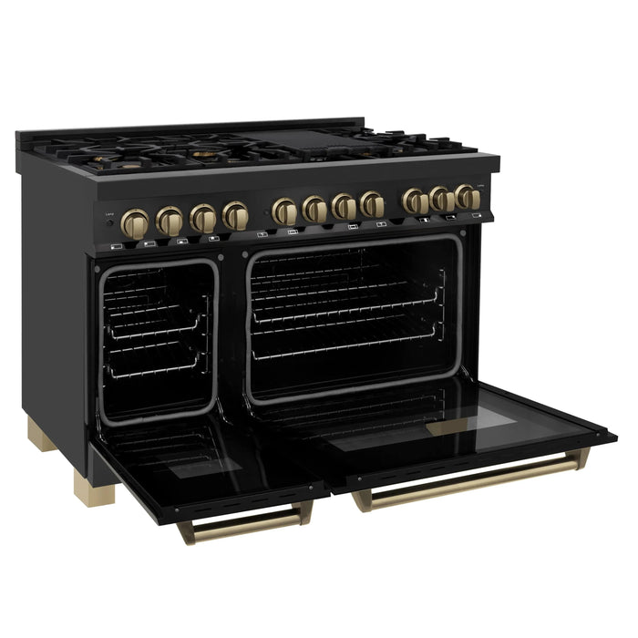 ZLINE 48" Autograph Addition Gas Range, Black stainless, RGBZ-48-CB - Farmhouse Kitchen and Bath