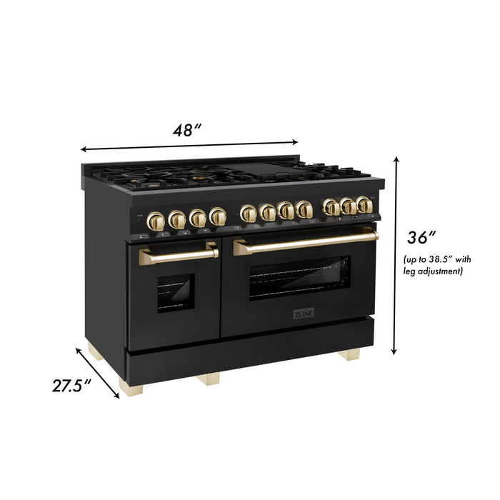 ZLINE 48" Autograph Addition Gas Range, Black stainless, RGBZ-48-CB - Farmhouse Kitchen and Bath