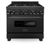 ZLINE 36" Gas Range, Black Stainless, Brass Burners, RGB-BR-36 - Farmhouse Kitchen and Bath