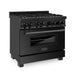 ZLINE 36" Gas Range, Black Stainless, Brass Burners, RGB-BR-36 - Farmhouse Kitchen and Bath