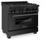 ZLINE 36" Gas Range, Black Stainless, Brass Burners, RGB-BR-36 - Farmhouse Kitchen and Bath