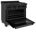 ZLINE 36" Gas Range, Black Stainless, Brass Burners, RGB-BR-36 - Farmhouse Kitchen and Bath