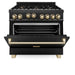 ZLINE 36" Autograph Gas Range, Black Stainless, Gold Accents, RGBZ-36-G - Farmhouse Kitchen and Bath