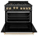 ZLINE 36" Autograph Gas Range, Black Stainless, Gold Accents, RGBZ-36-G - Farmhouse Kitchen and Bath