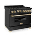 ZLINE 36" Autograph Gas Range, Black Stainless, Gold Accents, RGBZ-36-G - Farmhouse Kitchen and Bath