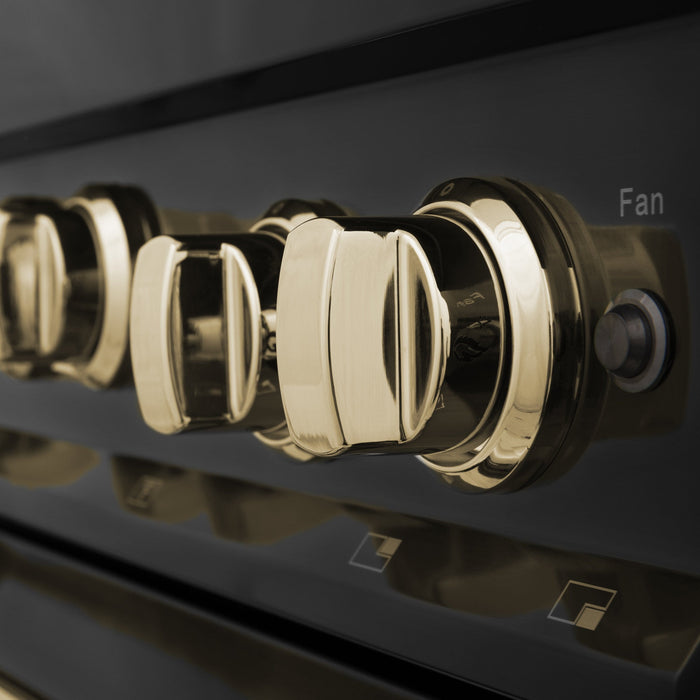 ZLINE 30" Autograph Gas Range, Black Stainless, Gold Accents, RGBZ-30-G - Farmhouse Kitchen and Bath