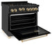 ZLINE 36" Autograph Gas Range, Black Stainless, Gold Accents, RGBZ-36-G - Farmhouse Kitchen and Bath