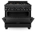 ZLINE 36" Black Stainless, Gas Burner/Electric Oven, Brass Burners, RAB-BR-36 - Farmhouse Kitchen and Bath